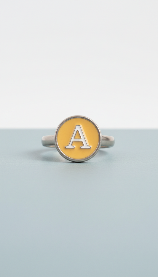 Typewriter Key Enamel Ring